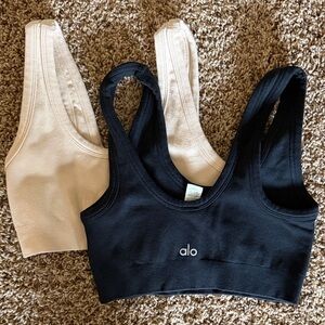 Women's ALO Black and Cream Sports Bras